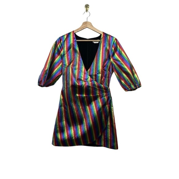 NWOT REVOLVE LOVERS & FRIENDS Frida Mini Dress Rainbow S - Picture 6 of 11